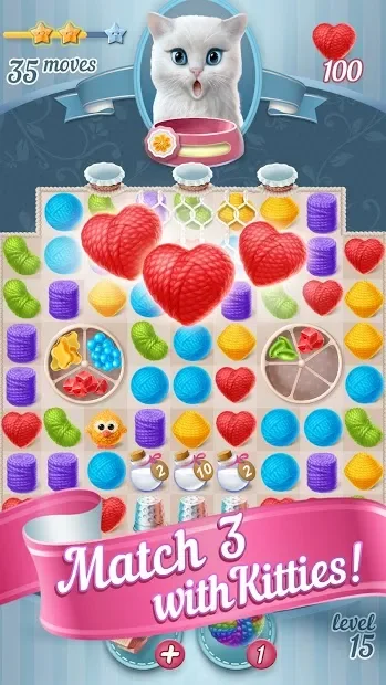 Knittens: Sweet Match 3 Puzzles & Adorable Kittens screenshot
