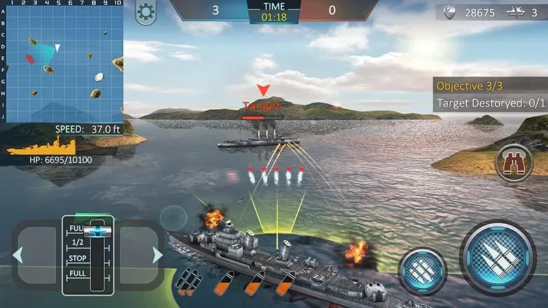 Атака военных кораблей 3D screenshot